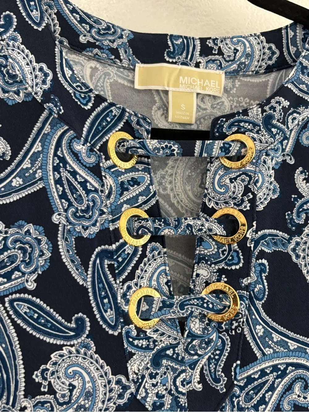 MICHAEL Michael Kors blue paisley sleeveless dress gold-tone hardware size S - Picture 5 of 7
